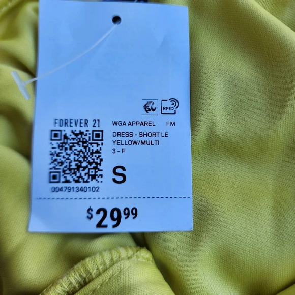 NWT Forever 21 Yellow Strapless Floral Mini Dress Stretch Sweetheart Women's S - Picture 11 of 15